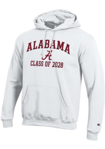 Champion Alabama Crimson Tide Mens White Font Class of 2028 Powerblend Long Sleeve Hoodie
