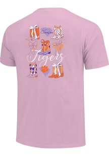 Clemson Tigers Womens Pink Coquette Boots Short Sleeve T-Shirt