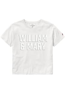 William & Mary Tribe Womens White Clothesline Crop Short Sleeve T-Shirt