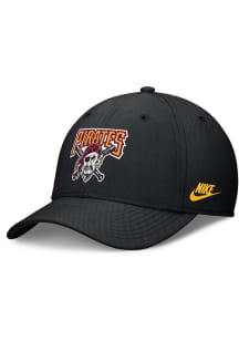 Nike Pittsburgh Pirates Mens Black Cooperstown Dri-Fit Structured Rise Swoosh Flex Hat