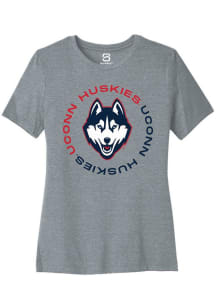 Summit Sportswear UConn Huskies Womens Grey Circle Short Sleeve T-Shirt