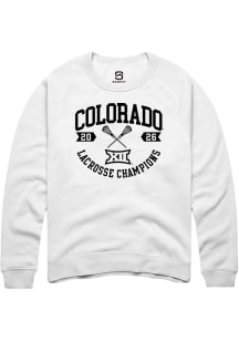 Summit Sportswear Colorado Buffaloes Mens White Big 12 Lacrosse Champions 2026 Long Sleeve Crew Sw..