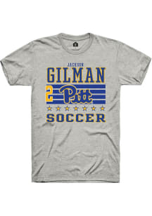 Jackson Gilman Pitt Panthers Ash NIL Striped Short Sleeve Player T Shirt