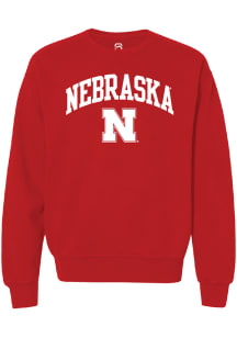 Summit Sportswear Nebraska Cornhuskers Mens Red Arch Mascot Long Sleeve Crew Sweatshirt