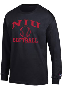 Champion Northern Illinois Huskies Black Softball Icon Jersey Long Sleeve T Shirt