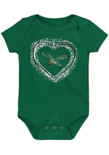 Philadelphia Eagles Baby Kelly Green Heart Shot Retro Short Sleeve One Piece