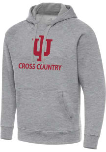 Antigua Indiana Hoosiers Mens Grey Heather Cross Country Victory Long Sleeve Hoodie