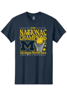 Summit Sportswear Michigan Wolverines Navy Blue MBB National Champs 2026 Hoop Short Sleeve T Shirt