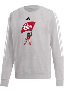 Adidas Indiana Hoosiers Mens Grey Three Stripe Long Sleeve Crew Sweatshirt