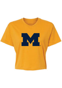 Summit Sportswear Michigan Wolverines Womens Yellow Tatum Short Sleeve T-Shirt