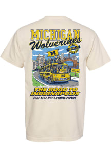 Something Inked Michigan Wolverines Ivory 2026 Men's Basketball Final Four Bound Bus Short Sleeve..
