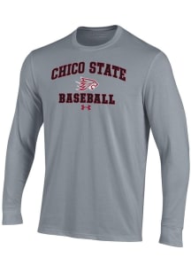 Under Armour CSU Chico Wildcats Grey Baseball Performance Long Sleeve T Shirt