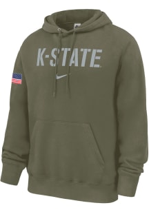 Nike K-State Wildcats Mens Olive Military Appreciation Club Fleece Long Sleeve Hoodie