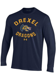 Under Armour Drexel Dragons Navy Blue Circle Arch Performance Long Sleeve T Shirt