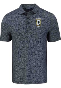 Cutter and Buck Columbus Crew Mens Black Pike Pebble Short Sleeve Polo