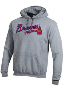 Champion Atlanta Braves Mens Grey Powerblend Long Sleeve Hoodie