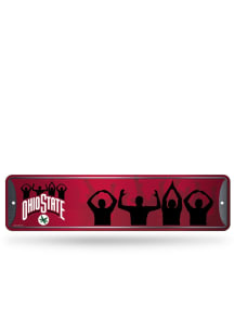 Ohio State Buckeyes O-H-I-O Hand Sign 4x15 Metal Street Sign - Red