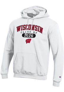 Champion Wisconsin Badgers Mens White Class of 2026 Powerblend Long Sleeve Hoodie