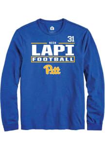 Nick Lapi Pitt Panthers Blue Football NIL Stacked Box Long Sleeve Player T Shirt