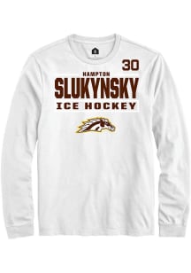 Hampton Slukynsky Western Michigan Broncos White NIL Stacked Box Long Sleeve Player T Shirt