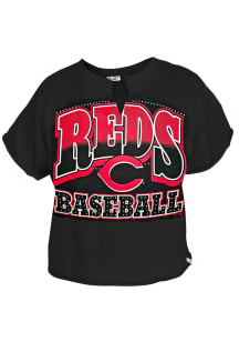 Cincinnati Reds Womens Black Win Big Short Sleeve T-Shirt