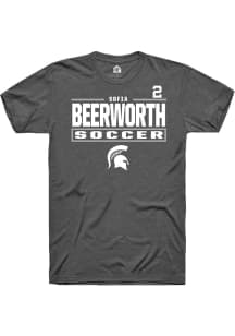Sofia Beerworth Michigan State Spartans Dark Grey NIL Stacked Box Short Sleeve Player T Shirt