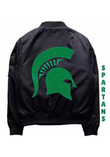 Michigan State Spartans Womens Black Helmet Crystal Medium Weight Jacket
