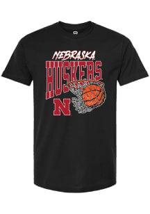 Summit Sportswear Nebraska Cornhuskers Black Stacked Mascot Backetball Net Short Sleeve Fashion T..