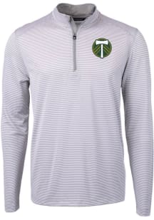 Cutter and Buck Portland Timbers Mens Grey Virtue Eco Pique Stripe Big and Tall Qtr Zip