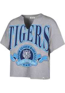 47 Detroit Tigers Womens Grey City Connect Oversized Notch Neck Short Sleeve T-Shirt