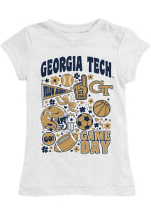 Vive La Fete GA Tech Yellow Jackets Toddler Girls White Lexie Short Sleeve T-Shirt