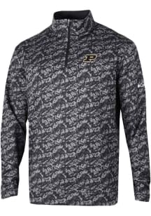 Columbia Purdue Boilermakers Mens Grey Heat Seal Printed Wickham Hills Long Sleeve Qtr Zip Pullove..