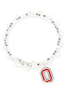 Ohio State Buckeyes Enamel Logo Pearl Womens Bracelet