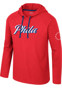 Philadelphia 76ers Mens Red Atrium Long Sleeve Hoodie