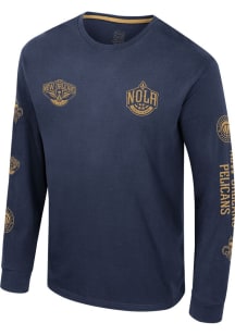 New Orleans Pelicans Navy Blue Ovation Long Sleeve T Shirt