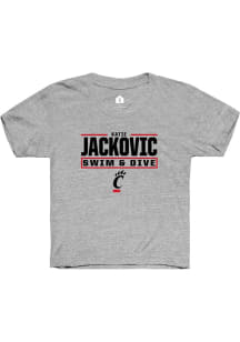 Katie Jackovic Cincinnati Bearcats Youth Grey NIL Stacked Box Player Tee