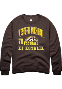 KJ Kotalik Western Michigan Broncos Mens Brown Football NIL Arch Logo Player Crew