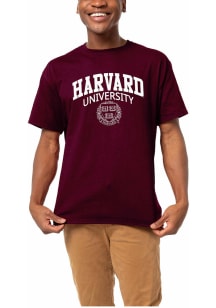 Harvard Crimson Maroon Arched Shield Short Sleeve T Shirt