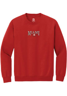 Summit Sportswear Miami RedHawks Mens Red Embroidered Long Sleeve Crew Sweatshirt