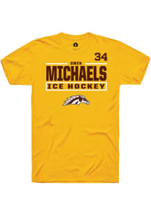 Owen Michaels  Western Michigan Broncos Gold Rally NIL Stacked Box Short Sleeve T Shirt