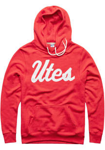 Charlie Hustle Utah Utes Mens Red Script Long Sleeve Hoodie