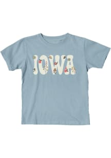 Blue 84 Iowa Girls Blue Floral Wordmark Short Sleeve Tee