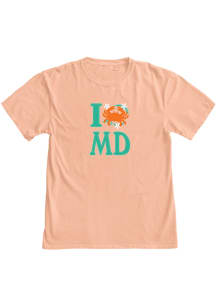 Blue 84 Maryland Womens Orange I heart applique Short Sleeve T-Shirt