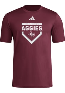 Adidas Texas A&M Aggies Maroon Locker Home Plate Short Sleeve T Shirt