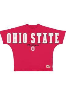 Pressbox Ohio State Buckeyes Womens Red Flannigan Short Sleeve T-Shirt