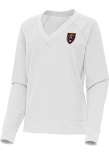 Antigua Real Salt Lake Womens Grey Varsity Crew Sweatshirt