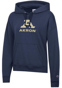 Champion Akron Zips Womens Navy Blue Powerblend Hooded Sweatshirt