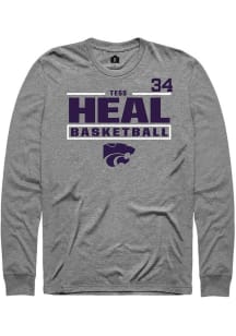 Tess Heal K-State Wildcats Graphite NIL Stacked Box Long Sleeve Player T Shirt