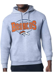 Starter Denver Broncos Mens Grey Team Track Long Sleeve Hoodie