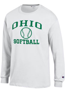 Champion Ohio Bobcats White Softball Icon Jersey Long Sleeve T Shirt